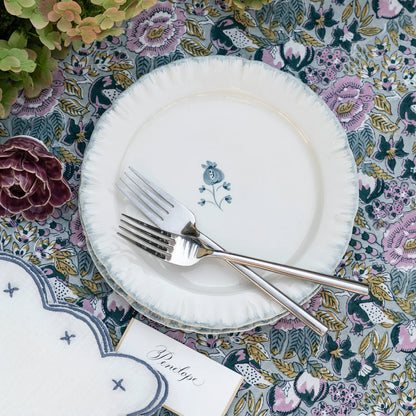 Pomegranate Ruffled Teal Salad Plate
