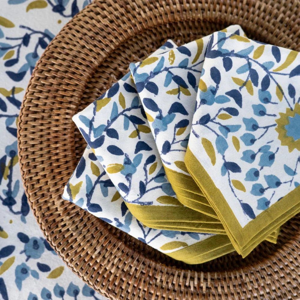Pomegranate-Starflower blue and ochre