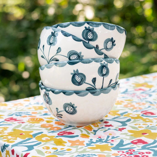 Pomegranate Trio Vine Teal Bowl