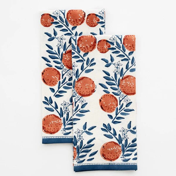 Pomegranate-Orange Grove Tea towel set of 2