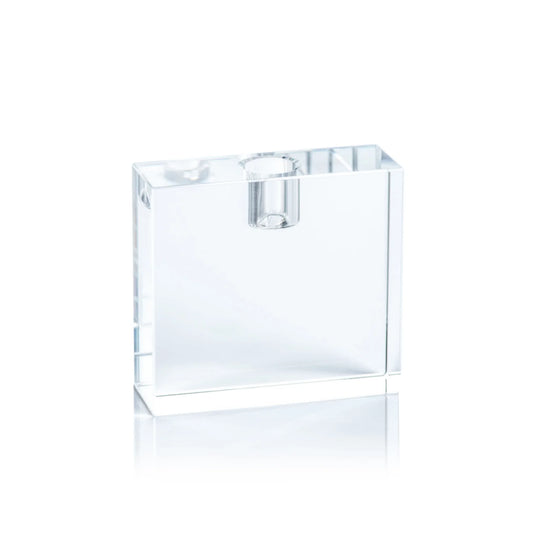 Zodax - Square Crystal Glass Taper Holder - Large