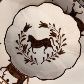 Pomegranate- Brown Horse Small Serving Bowl Set/4
