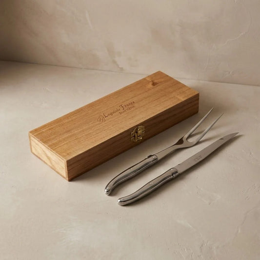 Be Home-Jean Neron Laguiole Carving Set Stainless in Wooden Box