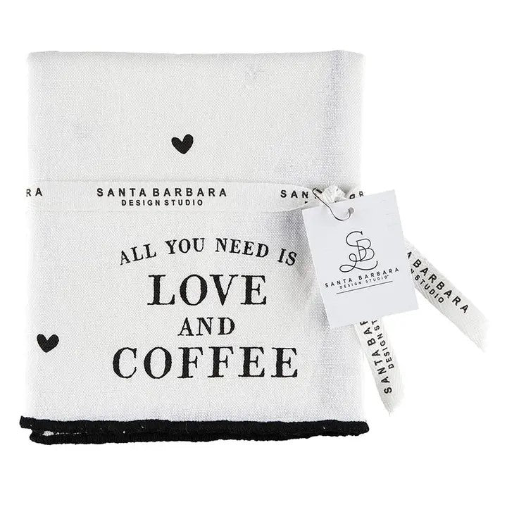 Santa Barbara-Love and Coffee tea towel