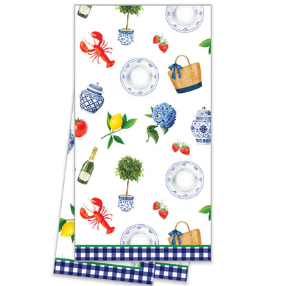 WH Hostess-Tea Towel floral stripe