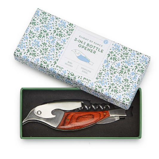 Two's company-flight of fancy 3-in-1 bottle opener