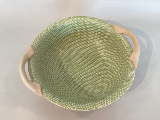 Terrafirma-9" Veg Bowl w/Handles Honeycomb design in Citrus