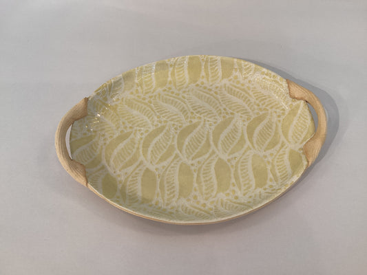 Terrafirma-Small Oval w/Handles Tahiti Pattern in Butter