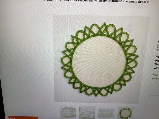 Pomegranate-round rice paper placemat set 4 green