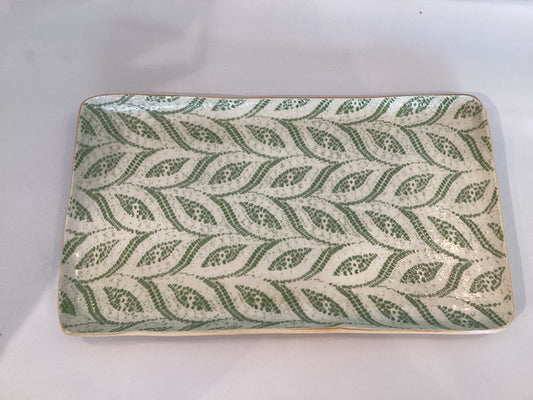 Terrafirma-Large Stacking Rectangle Platter Paisley Patten in Citrus