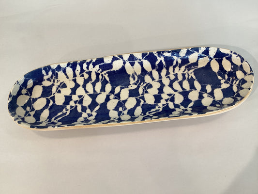Terrafirma-Large Canape Tray Aspen Pattern in Cobalt