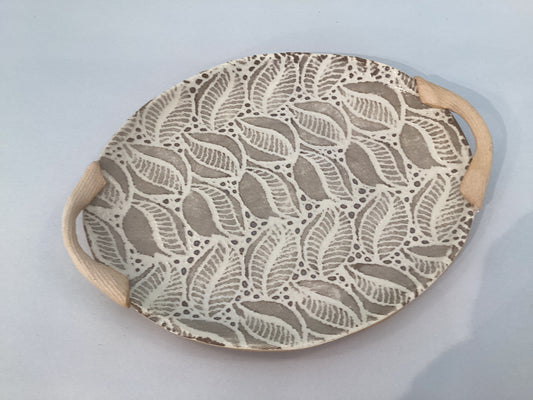 Terrafirma-Small Oval w/Handles Tahiti Pattern in Mocha Color