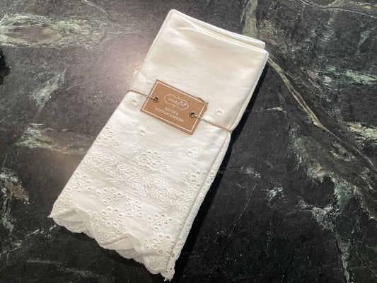 Mudpie-White Eyelet Napkin Cotton