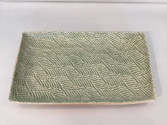 Terrafirma-Medium Stacking Rectangle Platter Braid Pattern in Citrus