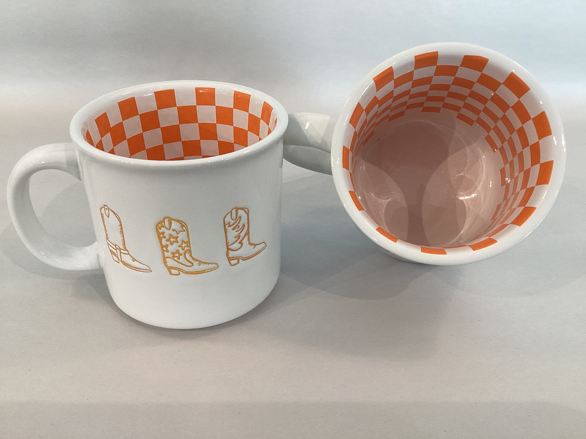 The Royal Standard-Cowgirl Coffee Mug Orange and White 14oz