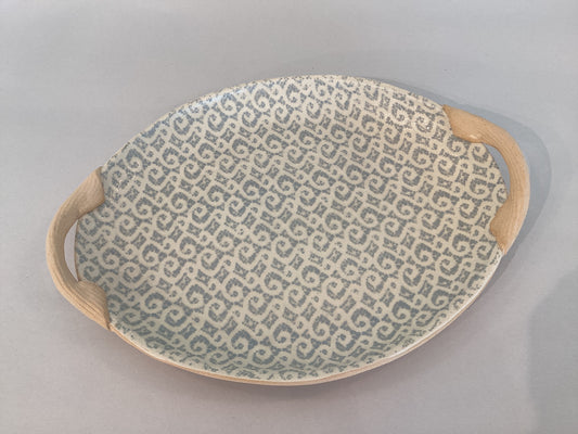Terrafirma-small Oval w/Handles Marrakesh Pattern in Opal