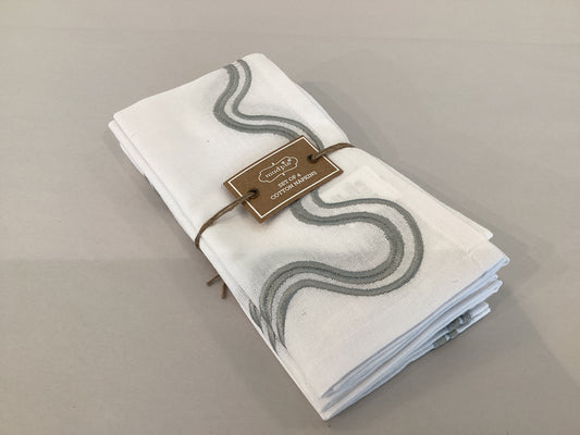 Mudpie-White & Gray Squiggle Napkin Set