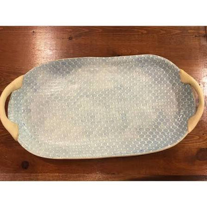 Terrafirma- Large Oval Platter 18x9" with Handles Opal
