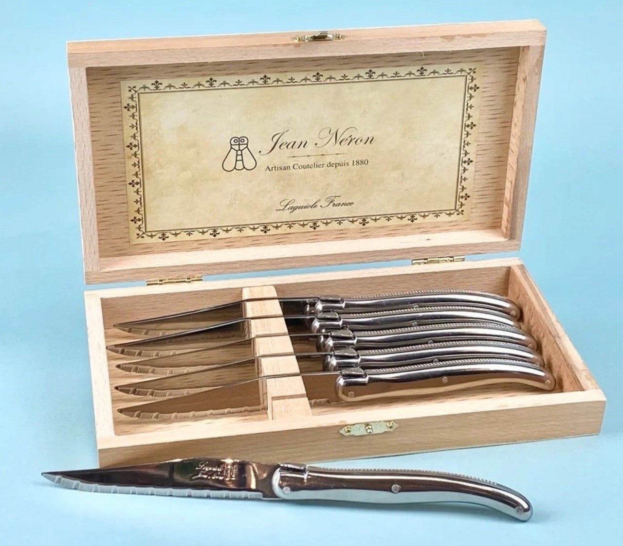 Laguiole France-Jean Neron Stainless Steel Steak Knives, set of 6