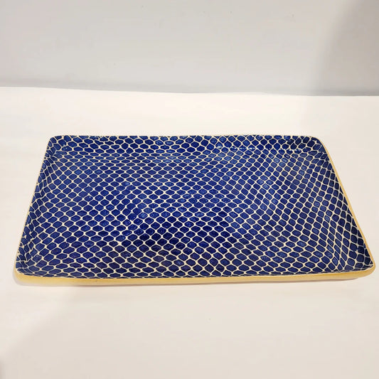 Terrafirma- Large stacking rectangle platter Taj cobalt