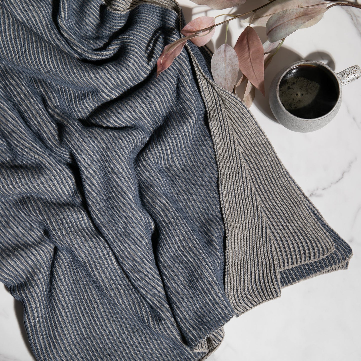 Pink Lemonade-Ribbed Blue Blanket PLFBTR05