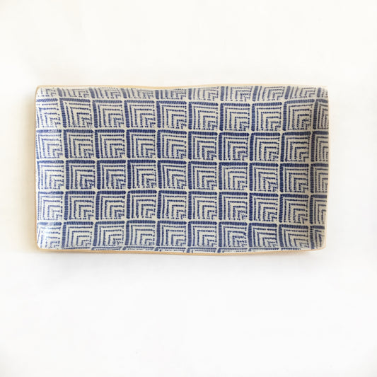 Terrafirma-med stacking rectangle platter deco cobalt