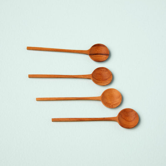 Be home-Teak Thin Spoons, Small, Set of 4
