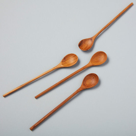 Be home-Teak Thin Spoons, Medium, Set of 4