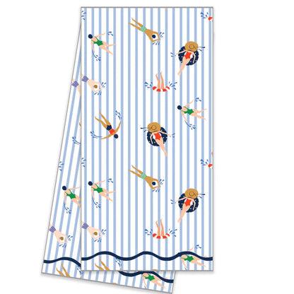 WH Hostess-Tea Towel floral stripe